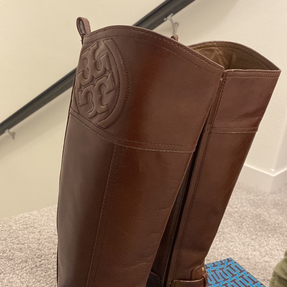 Tory Burch - Brown Leather Riding Boots W/ Buckle On Ankle - Picture 5 of 17